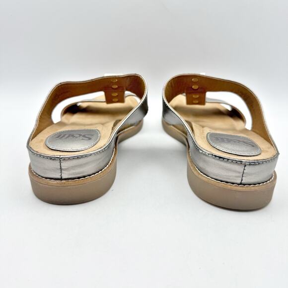 Sofft Womens Blaire Wedge Sandal US 7.5 M Taupe Silver Metallic Leather NWOB - Picture 8 of 11